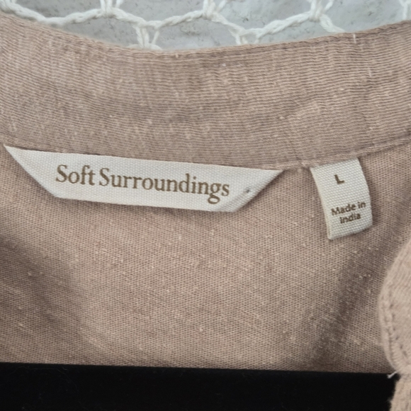 Soft Surroundings Alva Embroidered Knit Top Boho Balloon Sleeve Button Front L - Picture 6 of 13